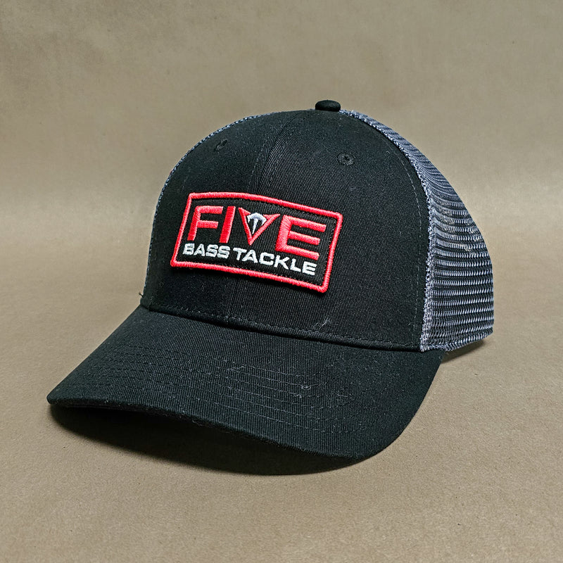 FBT Logo 6 Panel  Trucker Hat - Black/Charcoal