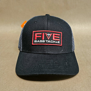 FBT Logo 6 Panel  Trucker Hat - Black/Charcoal