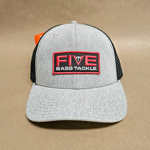 FBT 6 Panel Logo Trucker Hat - Grey Heather/Black