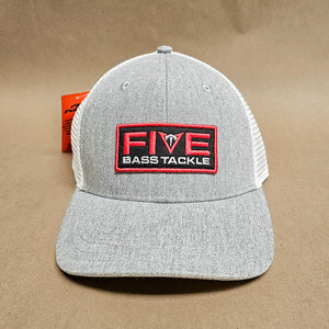 FBT 6 Panel Logo Trucker Hat - Grey Heather/White