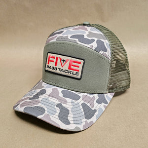 FBT 6 Panel Old School Olive Green Camo Hat With FBT Patch