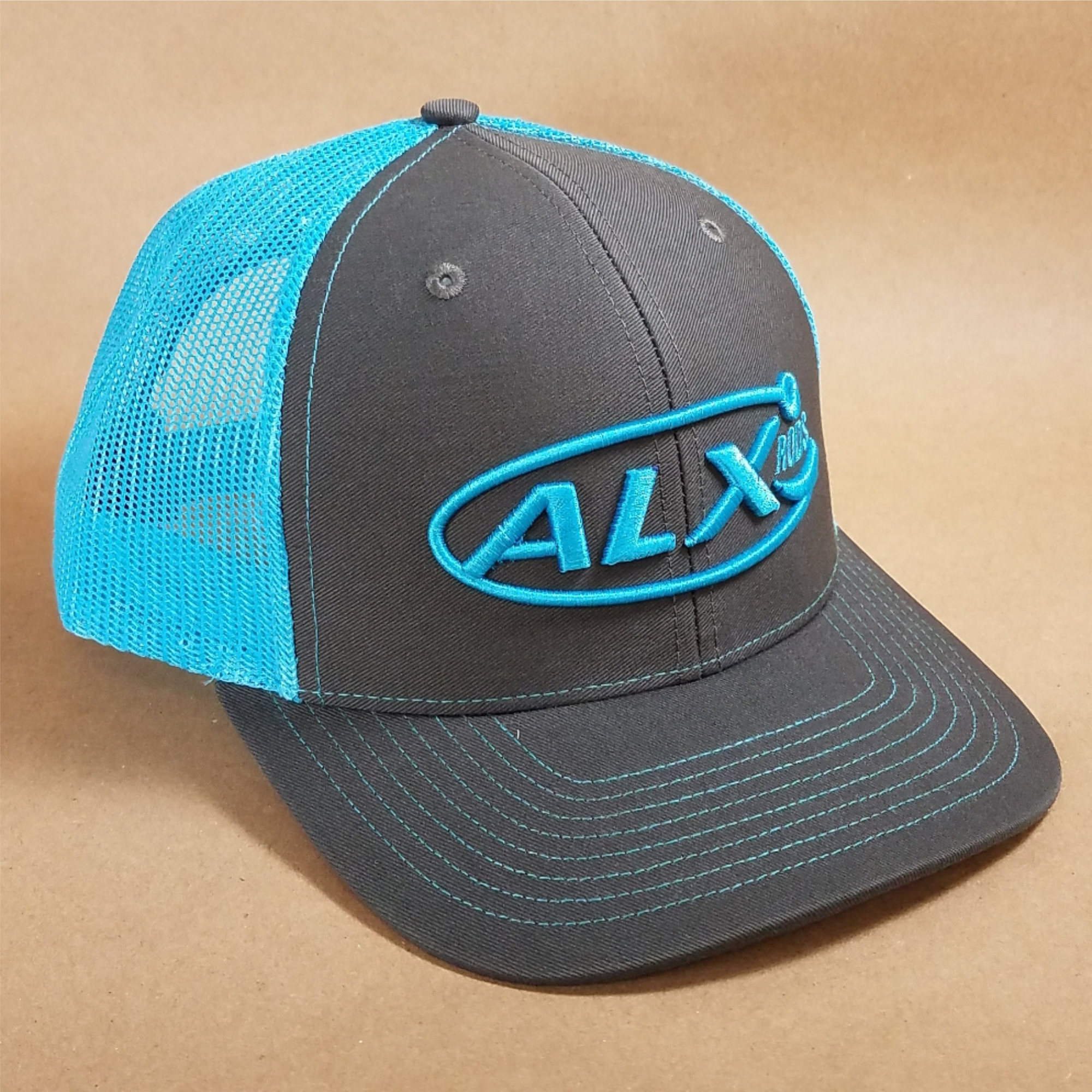 ALX Charcoal/Neon Blue Trucker Richardson Hat