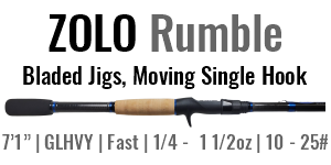ZOLO Rumble - 7'1", Glass Heavy, Fast Casting Rod